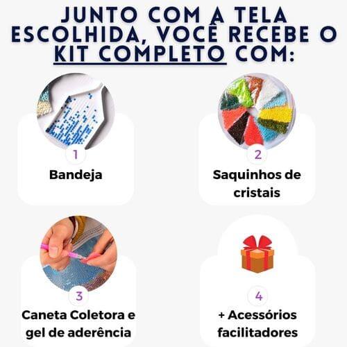 Pintura Terapêutica com Diamantes - Papai Noel Presentes - Tela 100% Preenchida - Numecora
