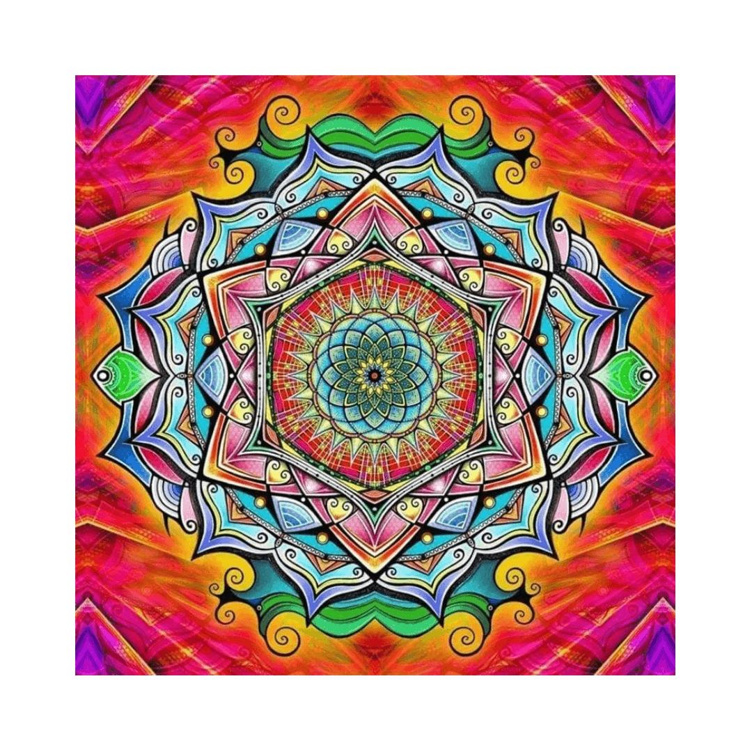 Pintura Terapêutica com Diamantes - Mandala colorida - Numecora