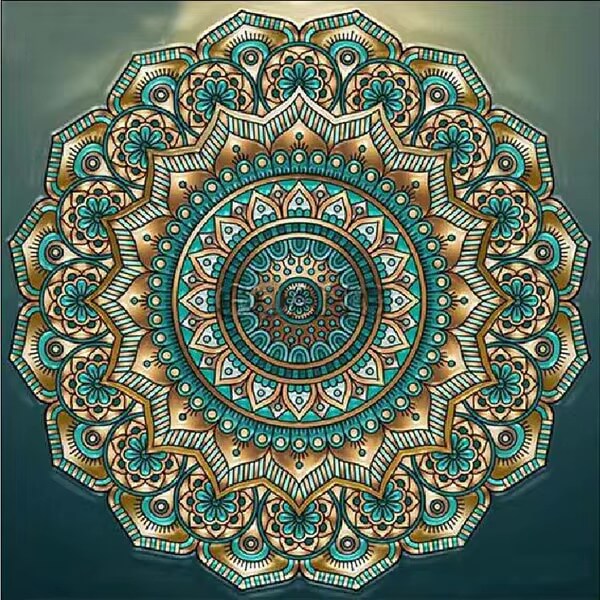 Pintura Terapêutica com Diamantes - Mandala Esmeralda
