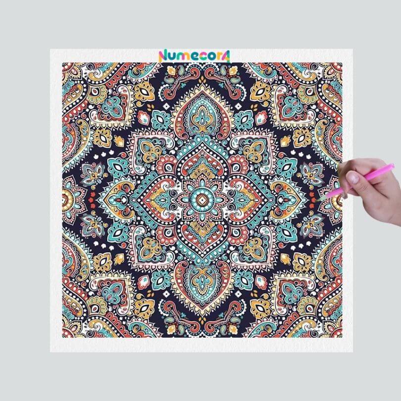 Pintura Terapêutica com Diamantes - Mandala Bordada
