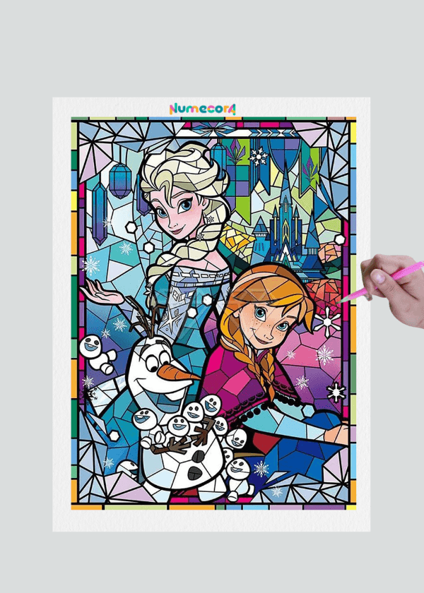 Pintura Terapêutica com Diamantes - Frozen - Tela 100% Preenchida - Numecora