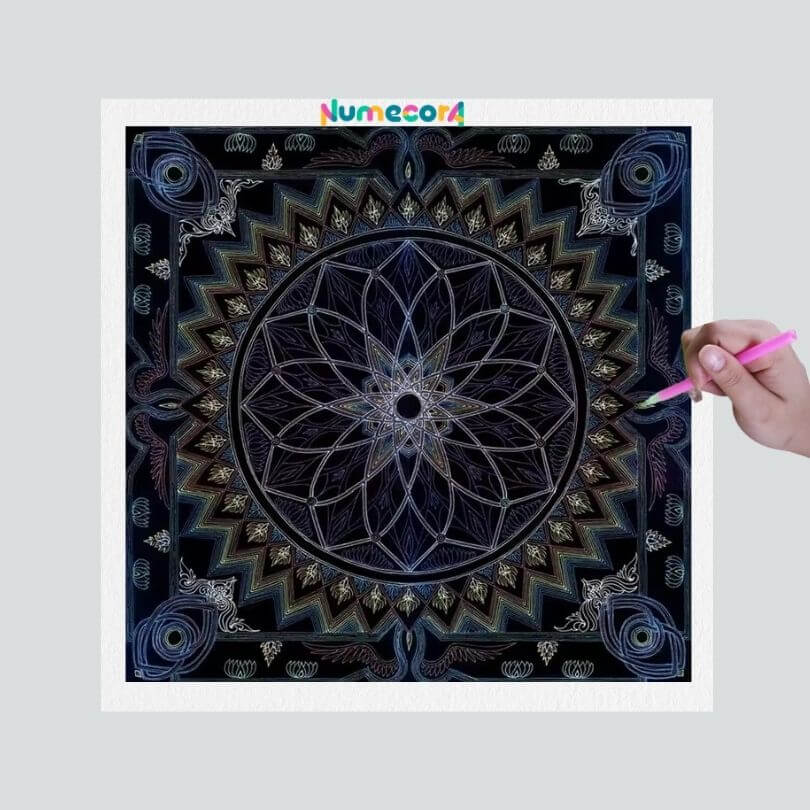 Pintura Terapêutica com Diamantes - Mandala Teia