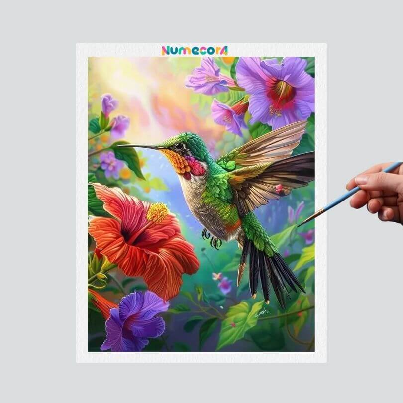 Pintura Terapêutica Numerada - Beija flor Verde