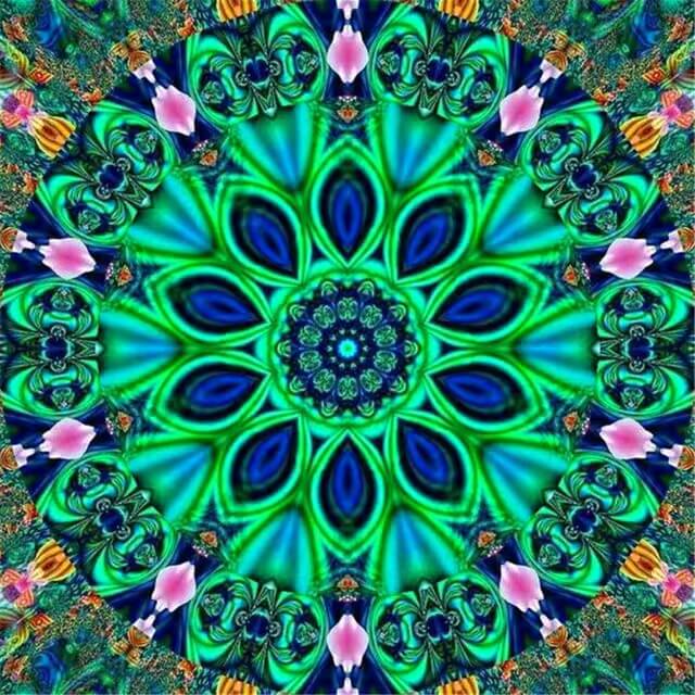 Pintura Terapêutica com Diamantes - Mandala Verde