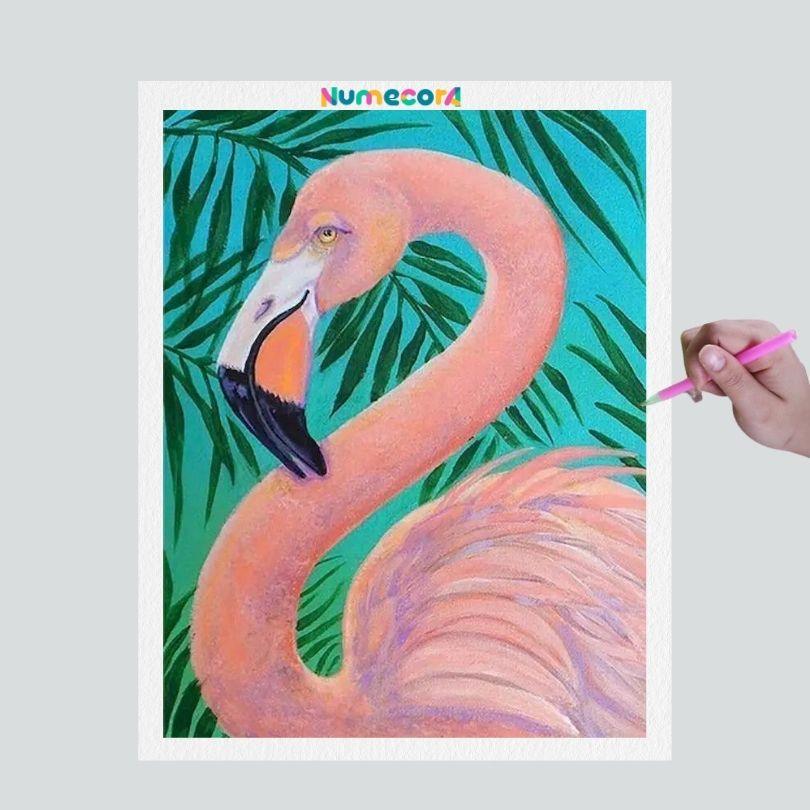 Pintura Terapêutica com Diamantes - Flamingo Rosa - Tela 100% Preenchida