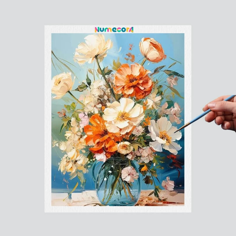 Pintura Terapêutica Numerada - Vaso de Flores