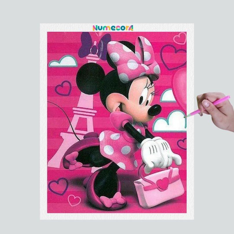 Pintura Terapêutica com Diamantes - Minnie - Disney - Tela 100% Preenchida - Diamante Redondo