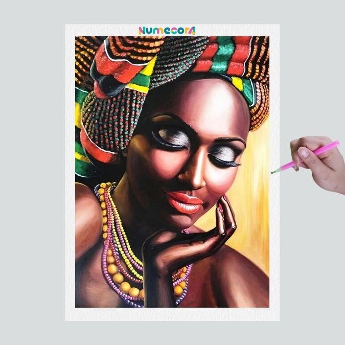Pintura Terapêutica com Diamantes - Beleza Africana Maquiagem - Tela 100% Preenchida