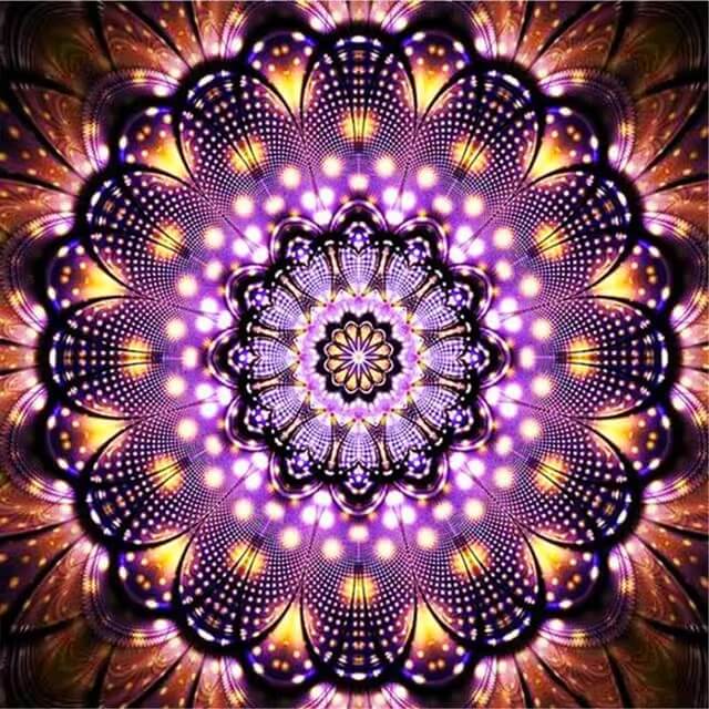 Pintura Terapêutica com Diamantes - Mandala Lilás