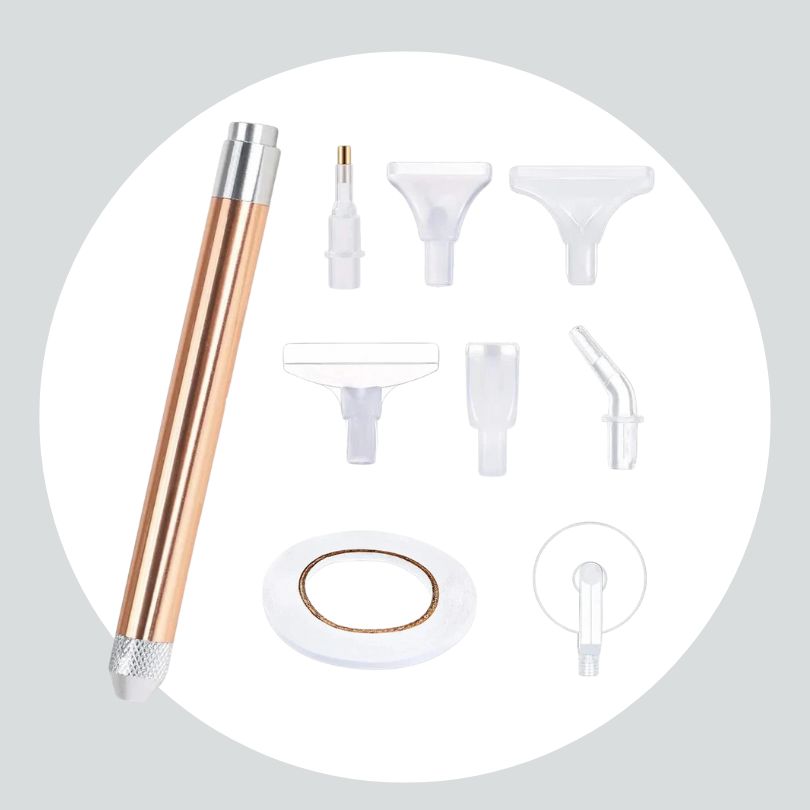 Acessório - Caneta LED Coletora para Pintura - 8 peças - Rolinho - Terapêutica com Diamantes - Dourado