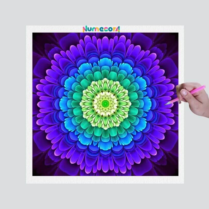 Pintura Terapêutica com Diamantes - Mandala violeta