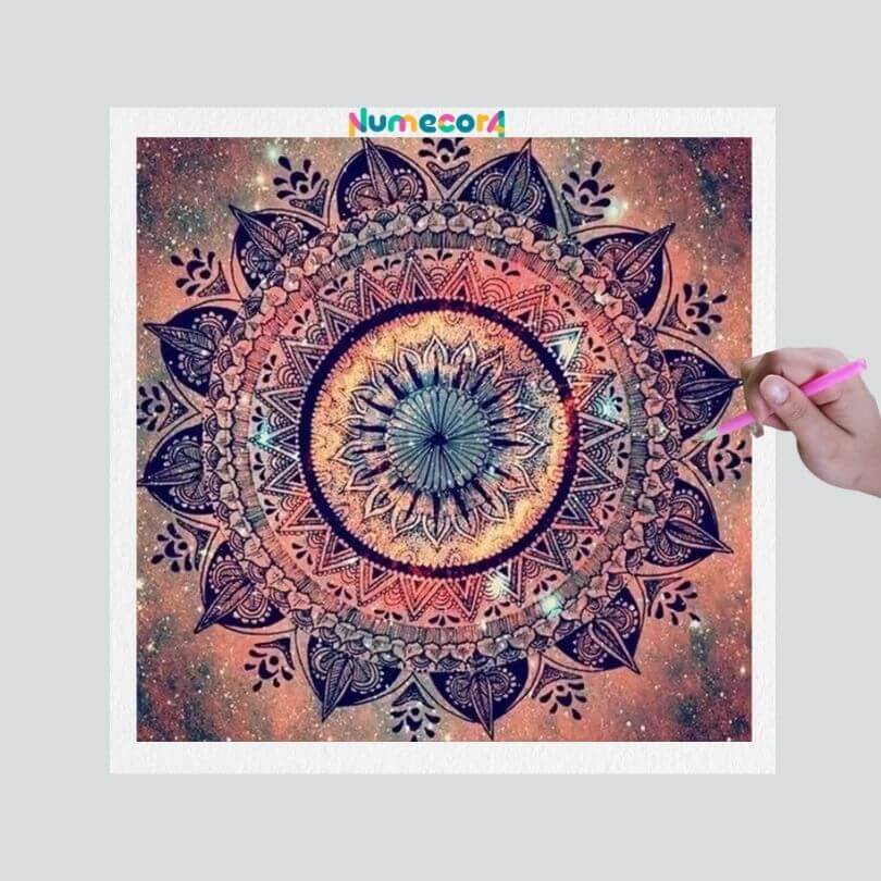 Pintura Terapêutica com Diamantes - Mandala Terracota