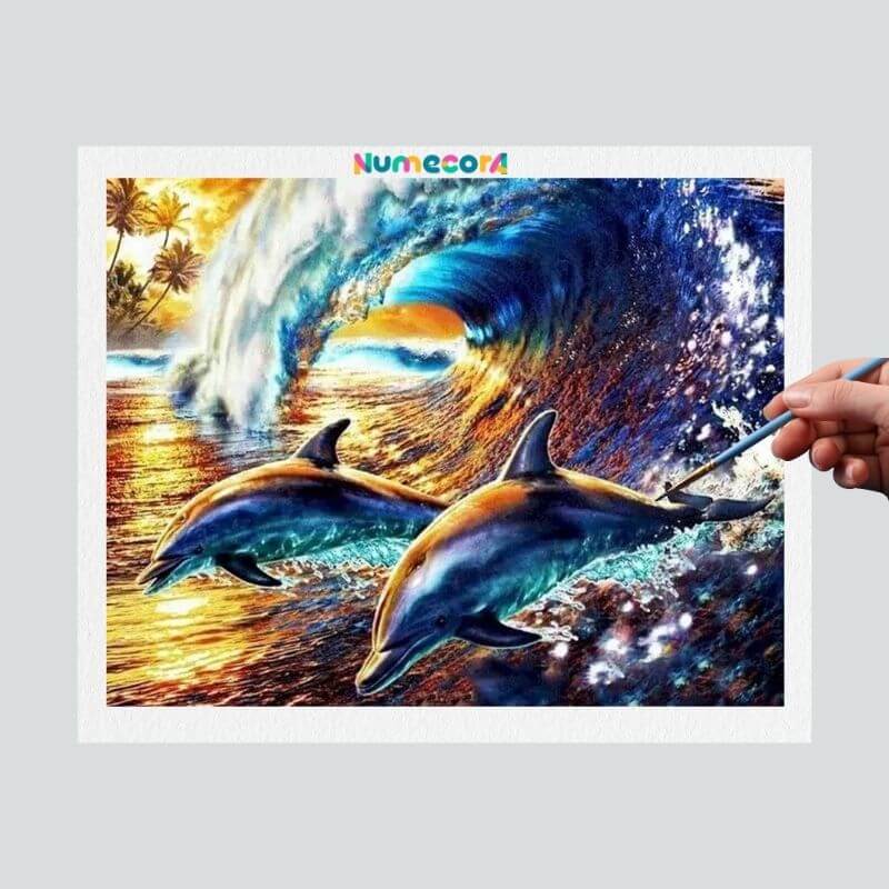 Pintura Terapêutica Numerada - Golfinhos