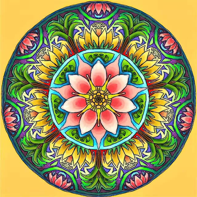 Pintura Terapêutica com Diamantes - Mandala Amarela