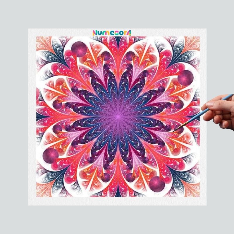 Pintura Terapêutica Numerada - Mandala Rosa
