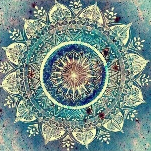 Pintura Terapêutica com Diamantes - Mandala Turquesa