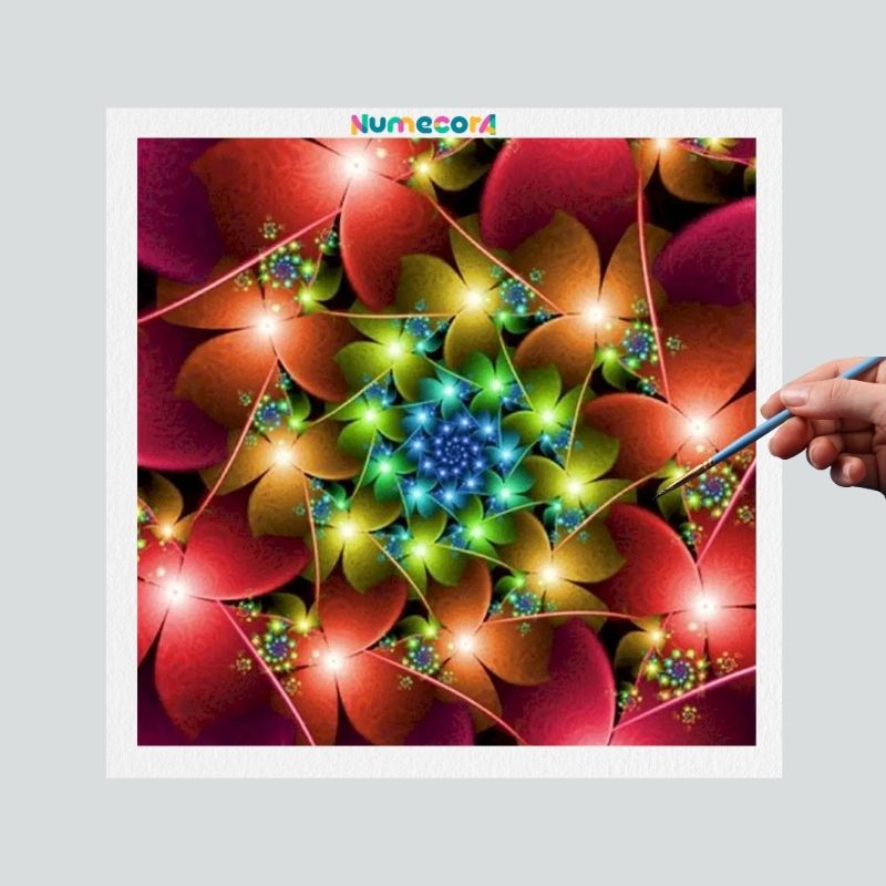 Pintura Terapêutica Numerada - Mandala Pontos brilhantes