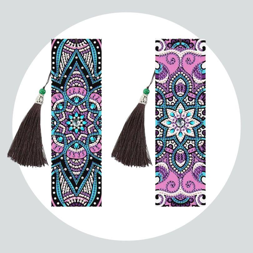 Marcador de Páginas 2Un - Diamante Redondo - Pintura Terapêutica com Diamantes - Mandala Roxa