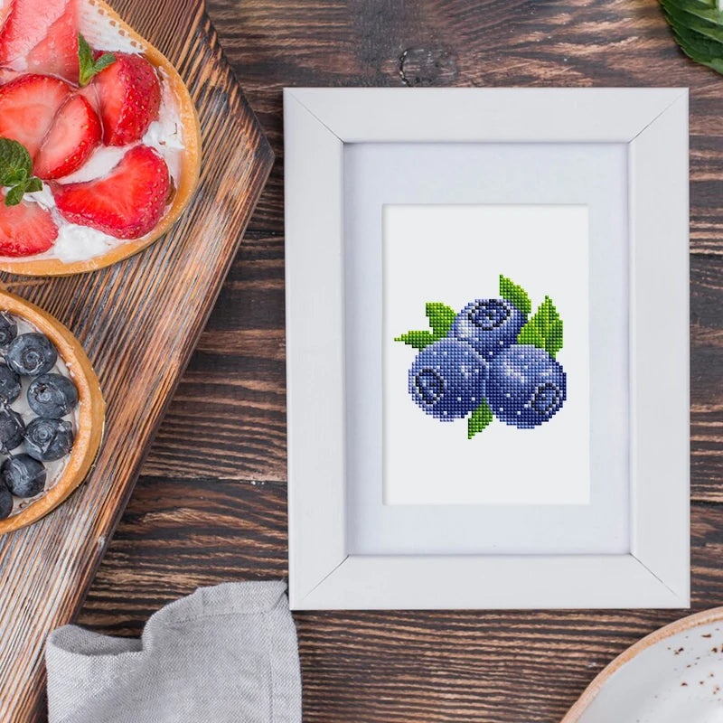 Mini Telas - Conjunto com 12 pcs - Kit Pintura Terapêutica com Diamantes - Pinturinhas Frutas