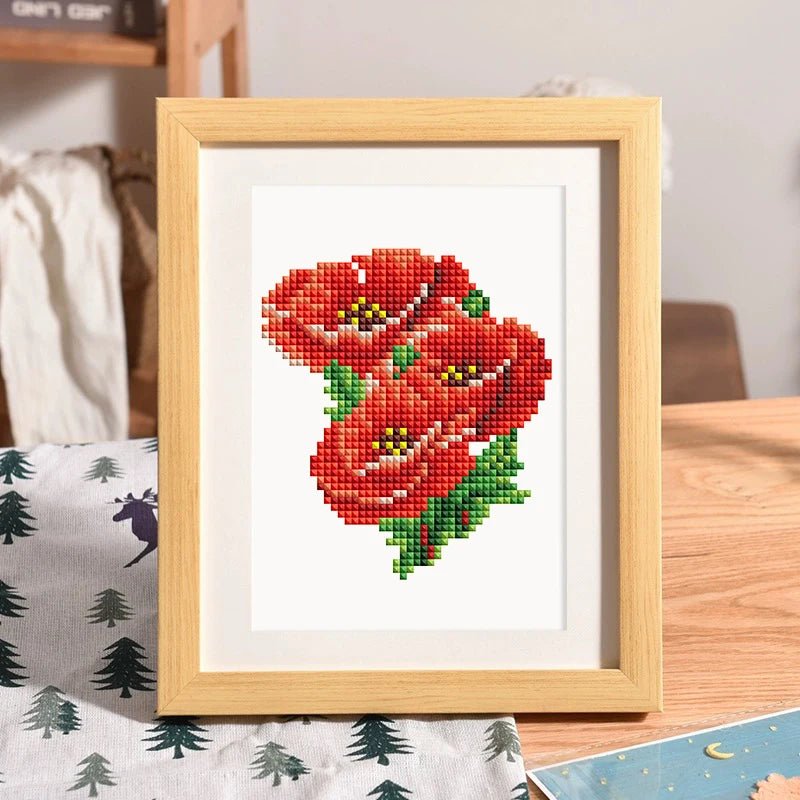 Mini Telas - Conjunto com 12 pcs - Kit Pintura Terapêutica com Diamantes - Pinturinhas Flores