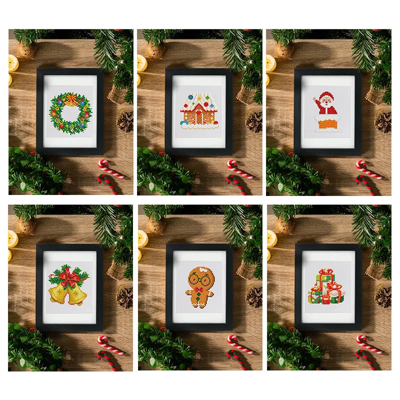 Mini Telas - Conjunto com 12 pcs - Kit Pintura Terapêutica com Diamantes - Pinturinhas Natal