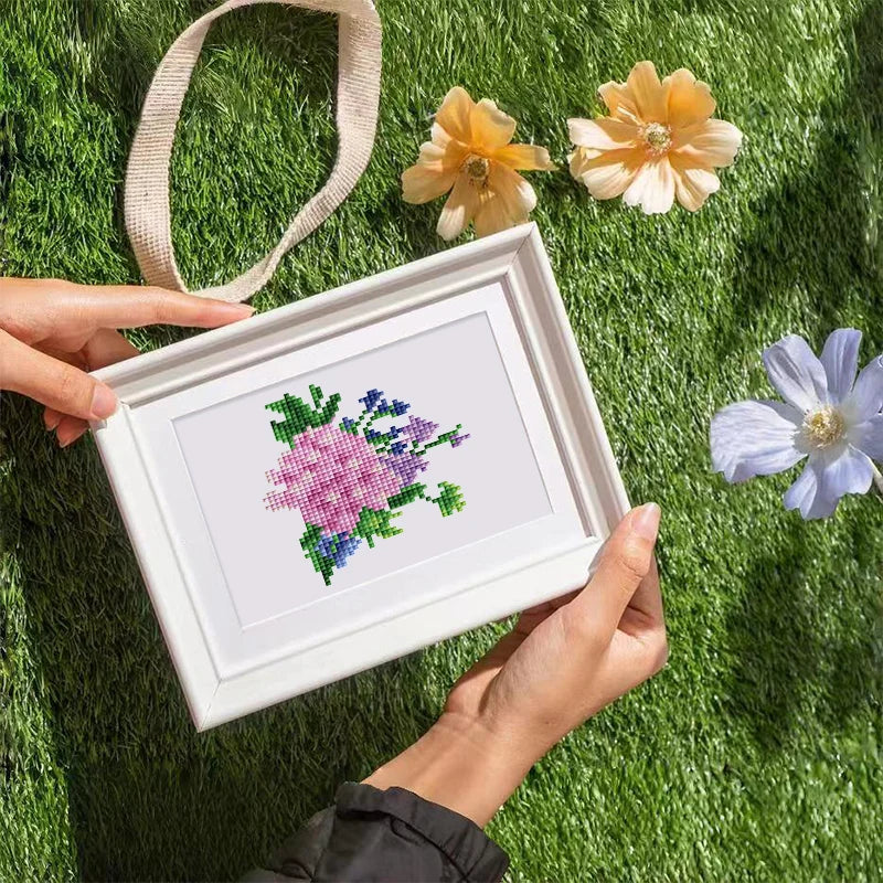 Mini Telas - Conjunto com 12 pcs - Kit Pintura Terapêutica com Diamantes - Pinturinhas Flores