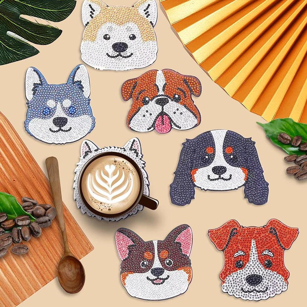 Pintura Terapêutica com Diamantes - Porta Copos (8 Unidades) - Dogs Fofinhos
