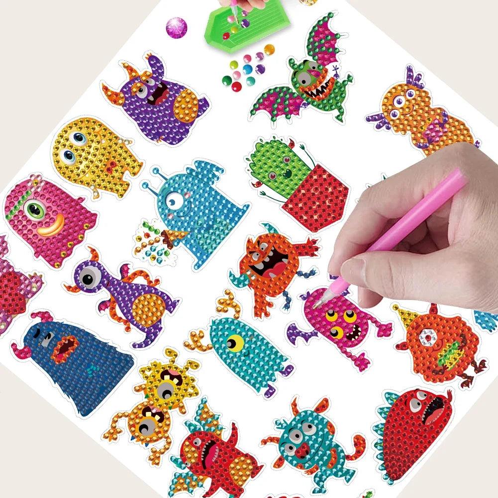 Pintura Terapêutica com Diamantes - Stickers 22Un - Diamante Redondo - Monstros SA