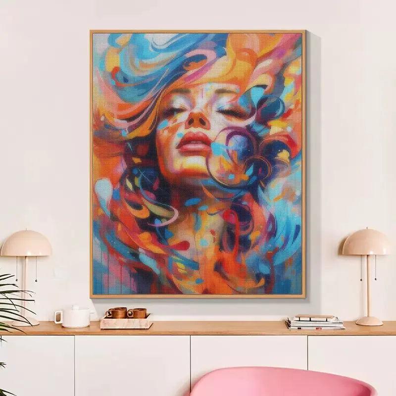 Pintura Terapêutica com Diamantes - Mulher e Arte - Tela 100% Preenchida