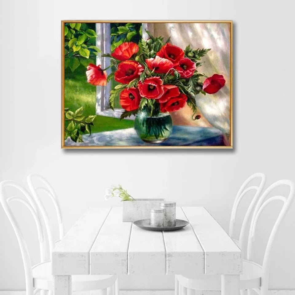 Pintura Terapêutica Numerada - Rosas Vermelhas