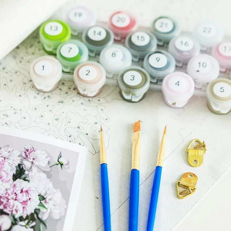 Pintura Terapêutica Numerada - Vaso de Flores Rosas