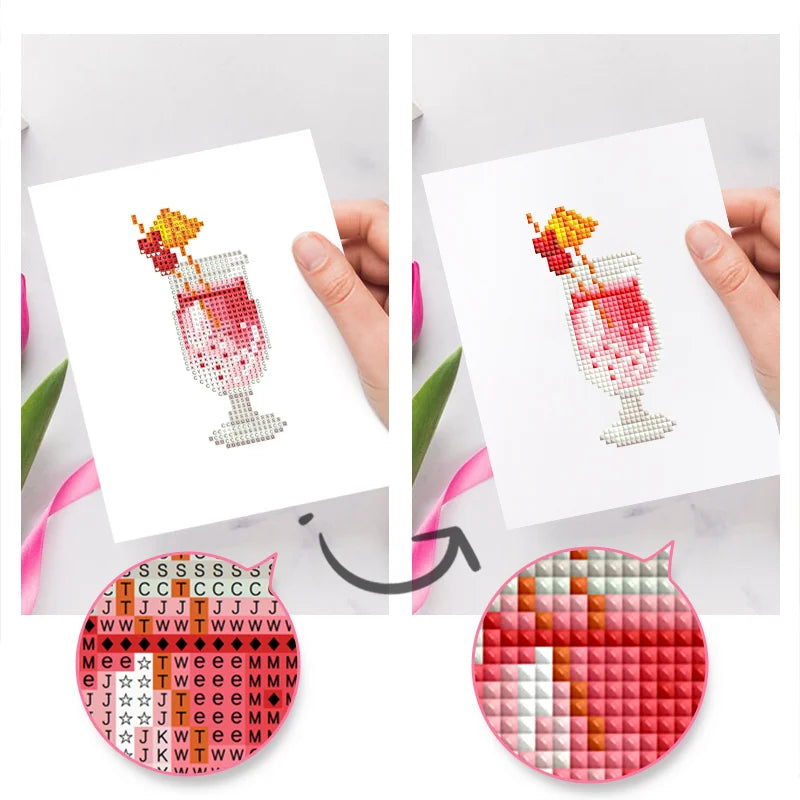 Mini Telas - Conjunto com 12 pcs - Kit Pintura Terapêutica com Diamantes - Pinturinhas Drinks