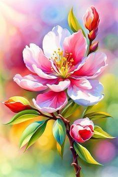 Pintura Terapêutica com Diamantes - Flor Bela - Tela 100% Preenchida