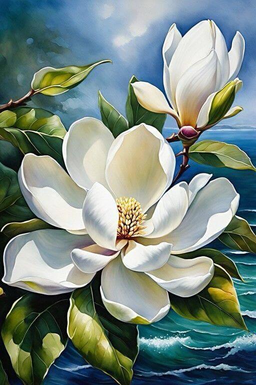 Pintura Terapêutica com Diamantes - Flor de cera - Tela 100% Preenchida