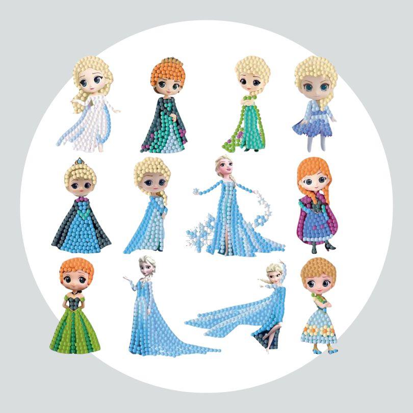 Pintura Terapêutica com Diamantes - Stickers 12Un - Diamante Redondo - Frozen
