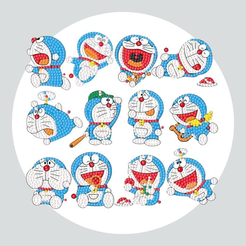 Pintura Terapêutica com Diamantes - Stickers 12Un - Diamante Redondo - Doraemon