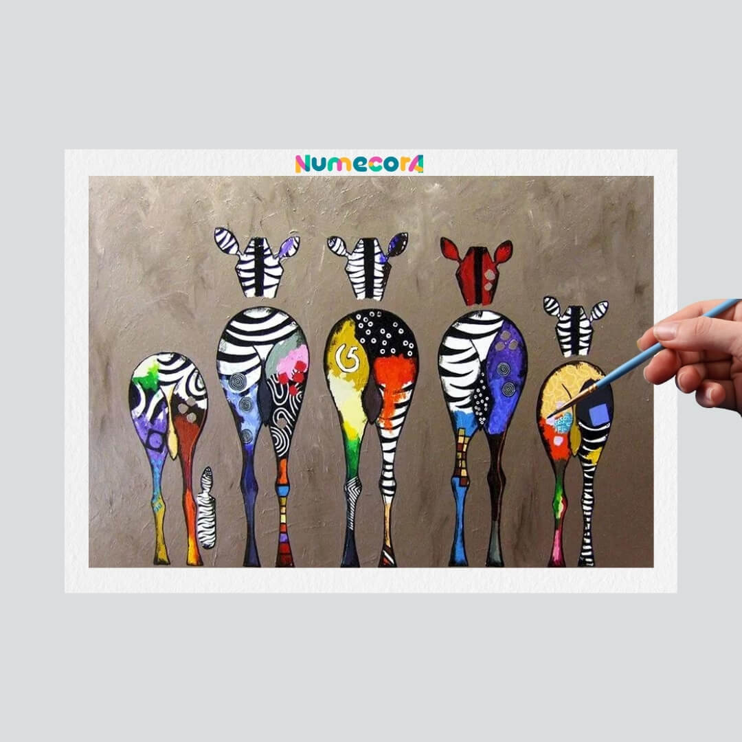 Pintura Terapêutica Numerada - Girafas Abstratas