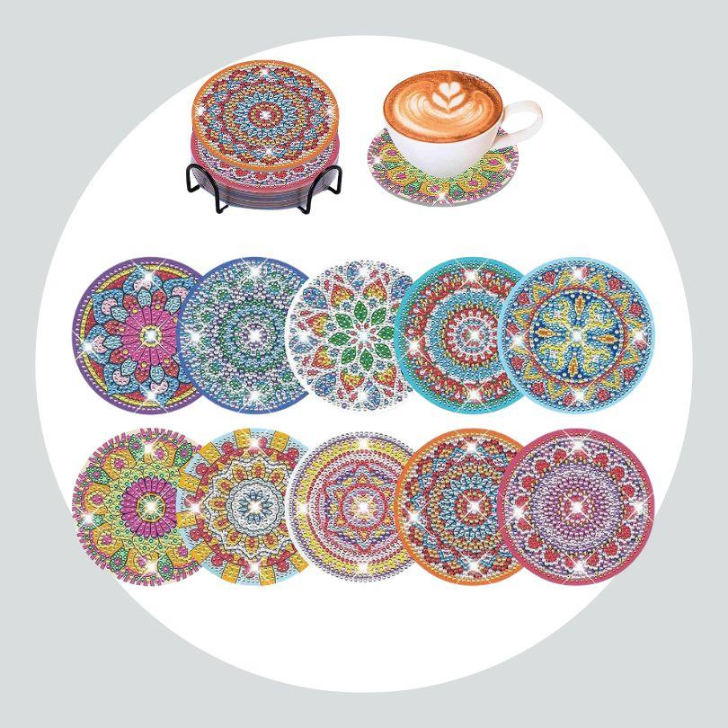 Pintura Terapêutica com Diamantes - Porta Copos (10 Unidades) - Mandalas
