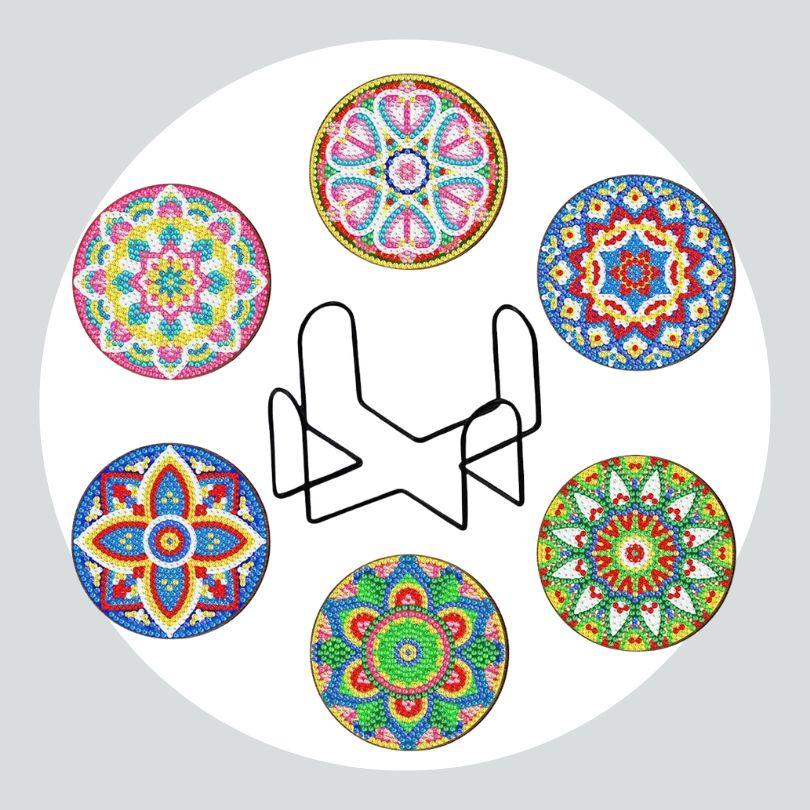 Pintura Terapêutica com Diamantes - Porta Copos (6 unidades) - Mandalas