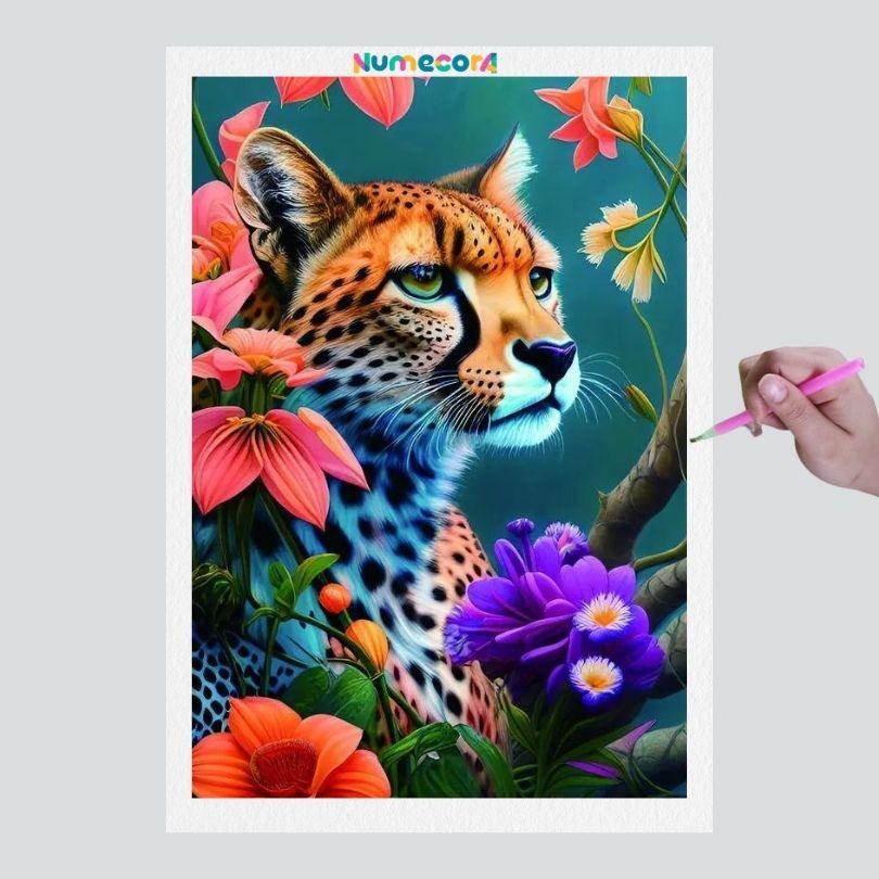 Pintura Terapêutica com Diamantes - Leopardo - Tela 100% Preenchida