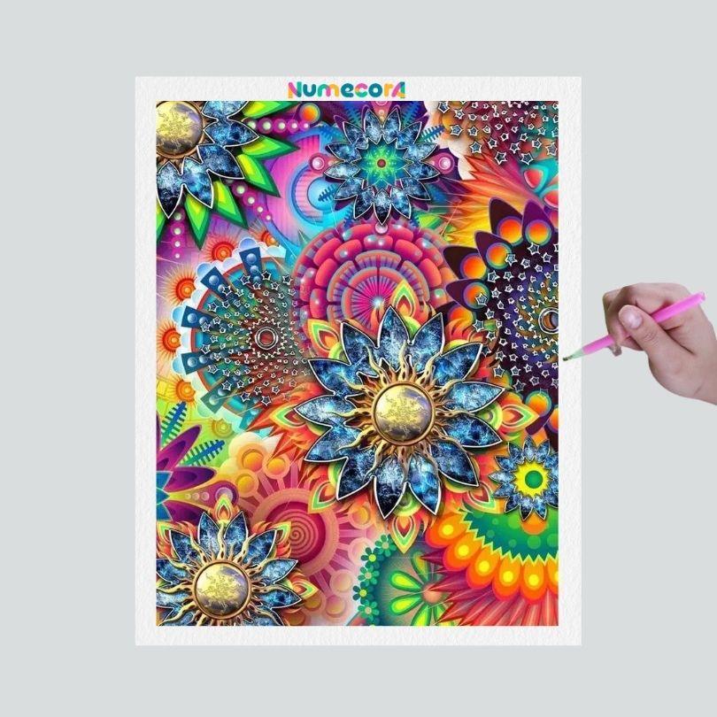 Pintura Terapêutica com Diamantes - Mandalas - Tela 100% Preenchida
