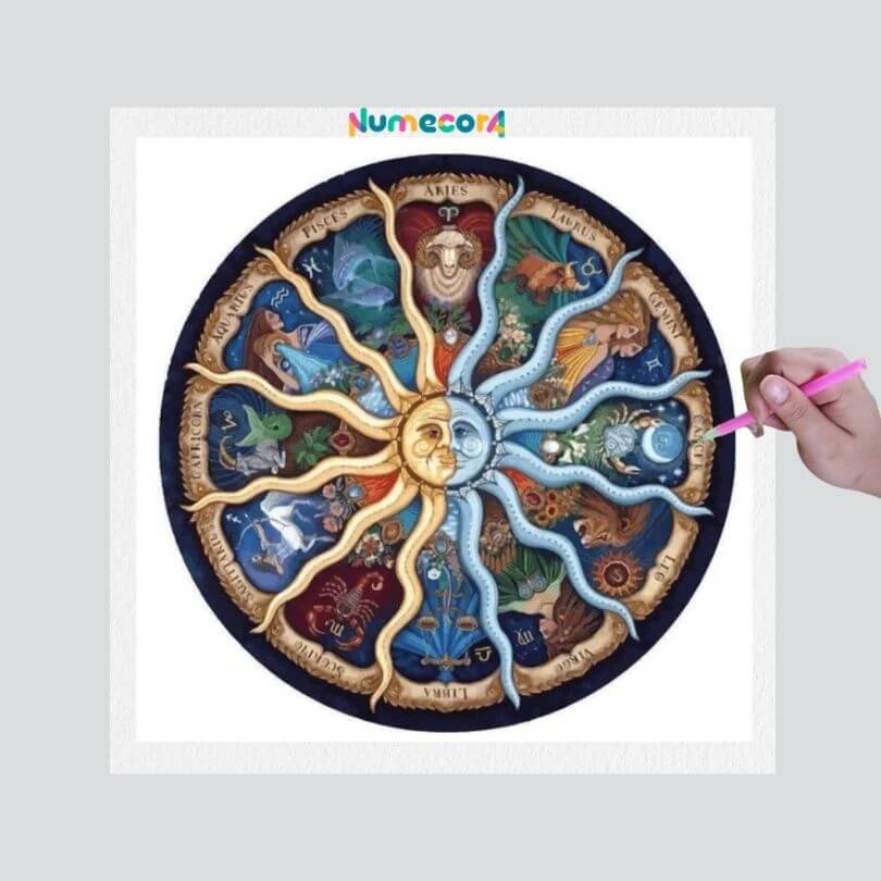 Pintura Terapêutica com Diamantes - Mandala Solar