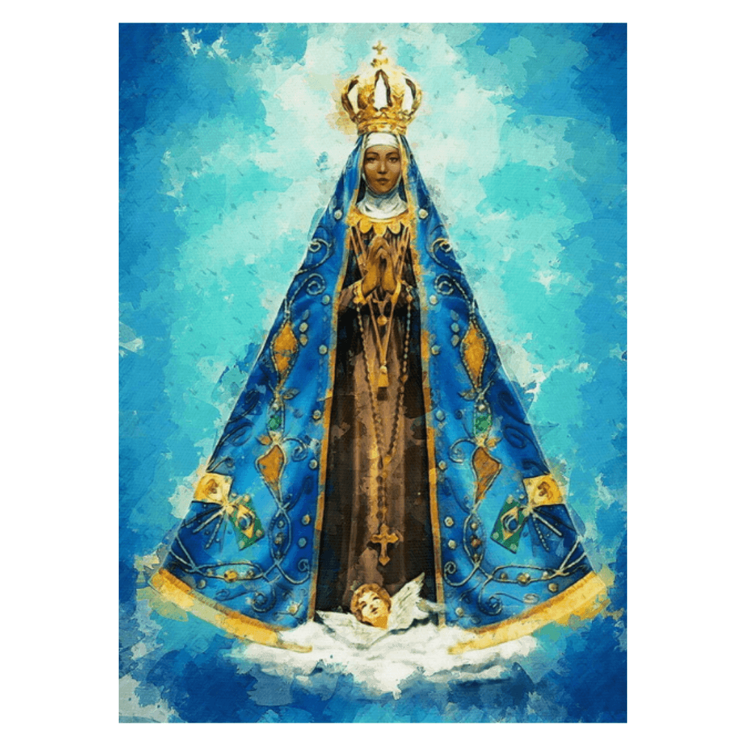 Pintura Terapêutica com Diamantes - Nossa Senhora Aparecida - Tela 100% Preenchida