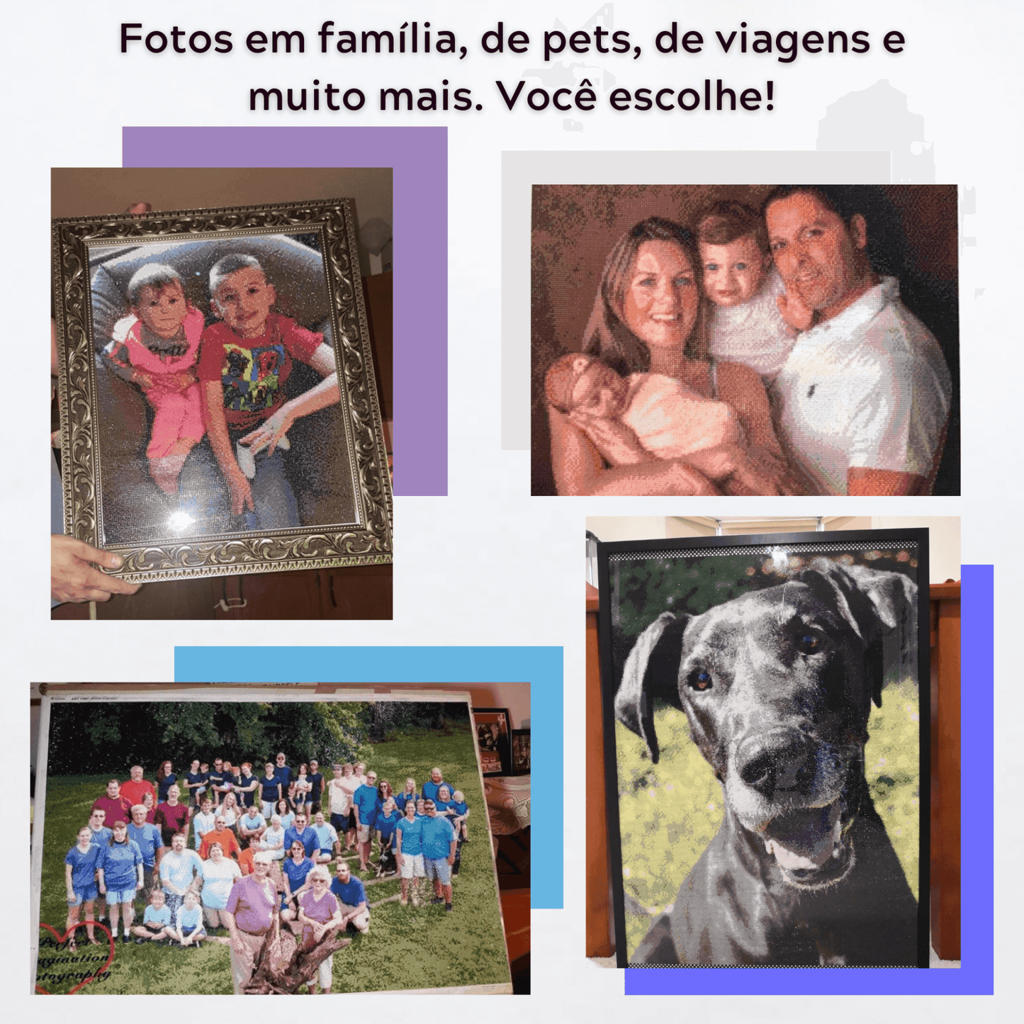 Pintura Terapêutica com Diamantes - Tela Personalizada com Sua Foto - Tela 100% Preenchida