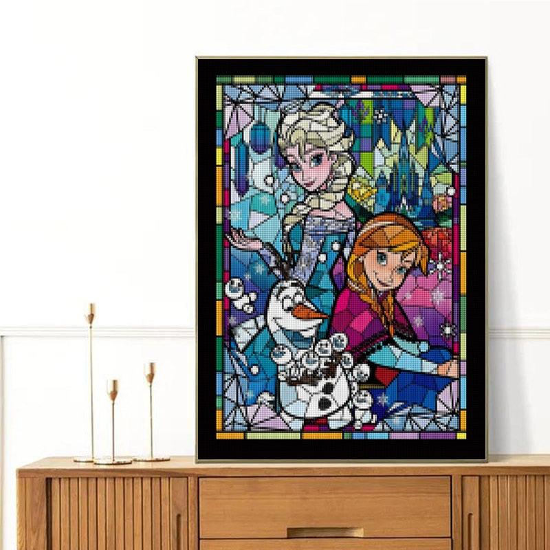 Pintura Terapêutica com Diamantes - Frozen - Tela 100% Preenchida - Numecora