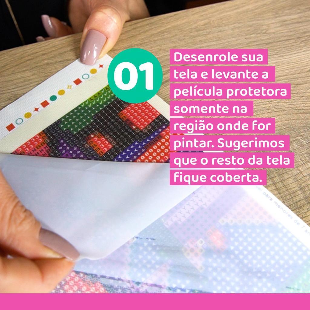 Pintura Terapêutica com Diamantes - Bela e a Fera- Tela 100% Preenchida - Numecora