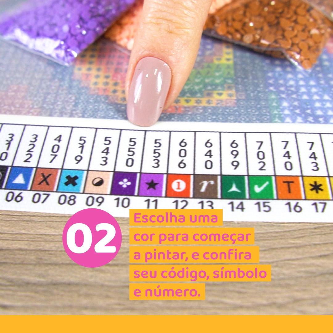 Pintura Terapêutica com Diamantes - Bela e a Fera- Tela 100% Preenchida - Numecora