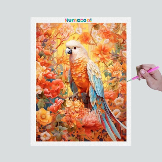 Pintura Terapêutica com Diamantes - Pássaro - Tela 100% Preenchida