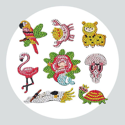 Pintura Terapêutica com Diamantes - Stickers 8Un - Diamante Redondo -  Animais