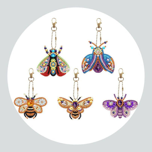 Chaveiros Pintura Terapêutica com Diamantes - Mariposas - Kit com 5